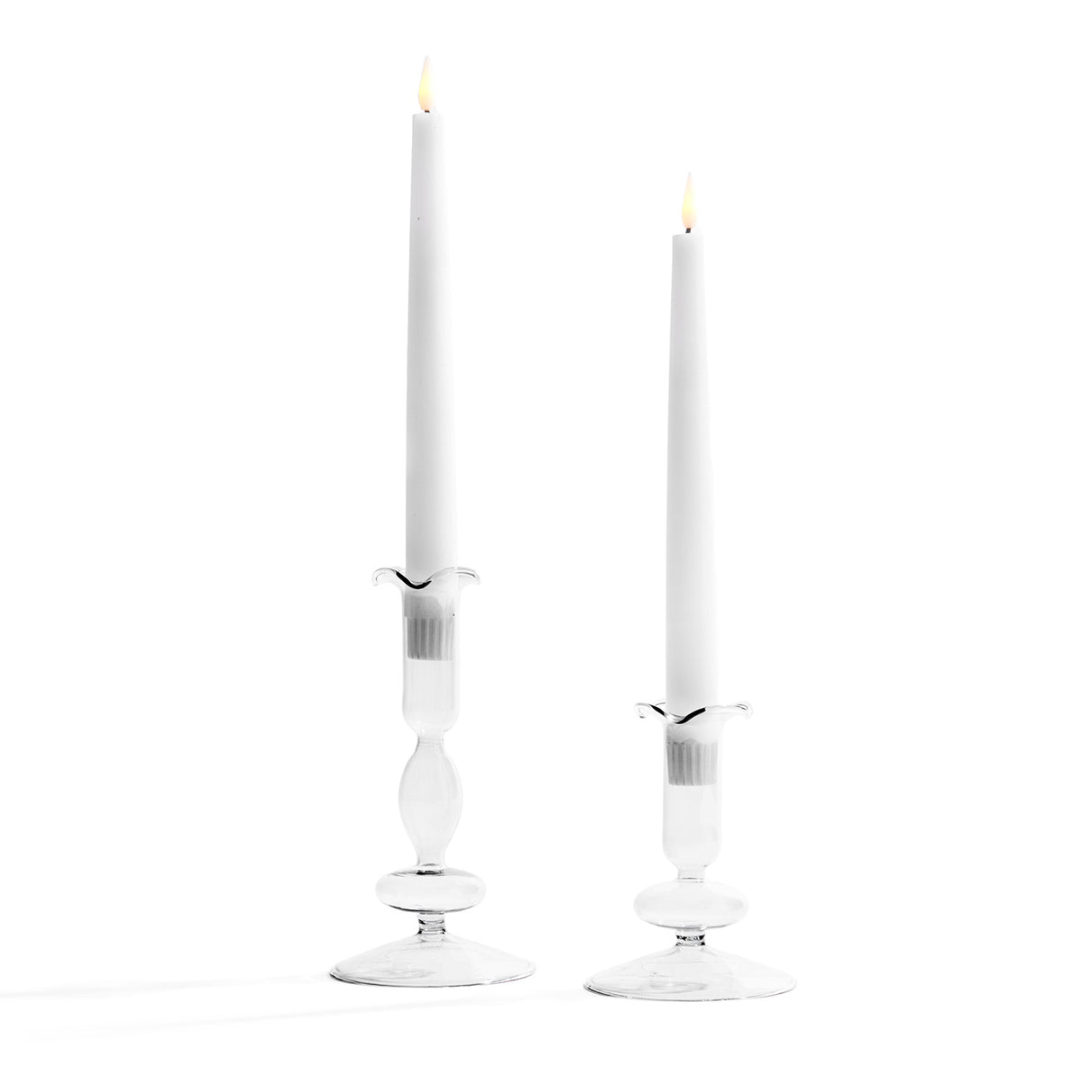 Lily Glass Candle Holders, Clear, Set of 2