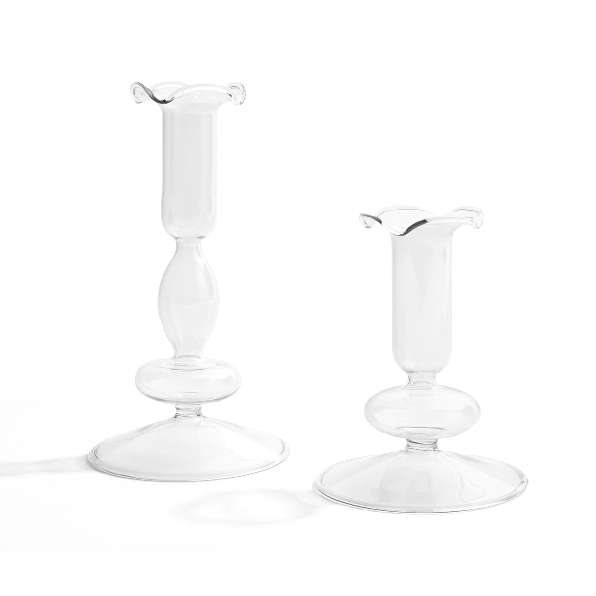 Lily Glass Candle Holders, Clear, Set of 2