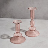 Lily Glass Candle Holders, Blush, Set of 2