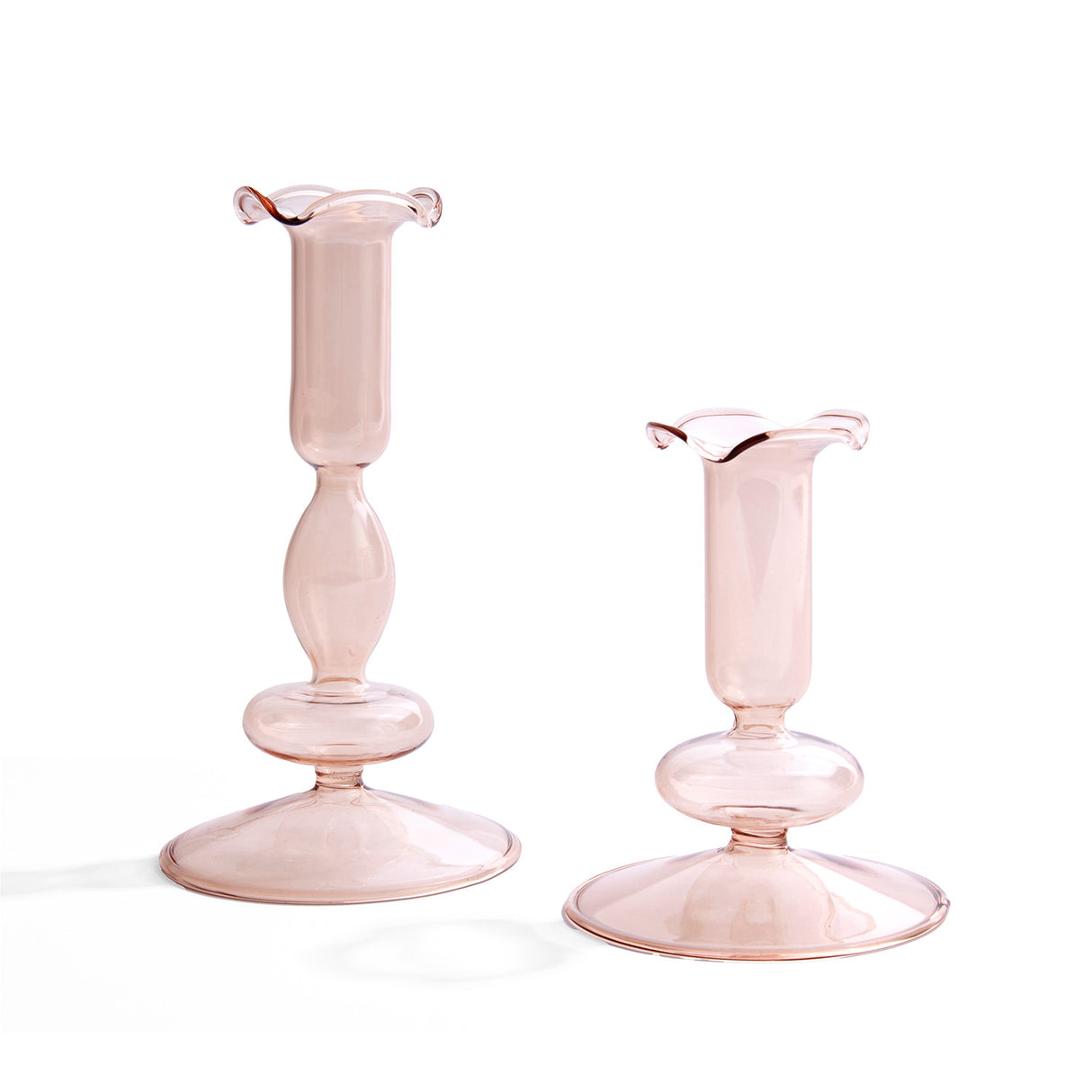 Lily Glass Candle Holders, Blush, Set of 2