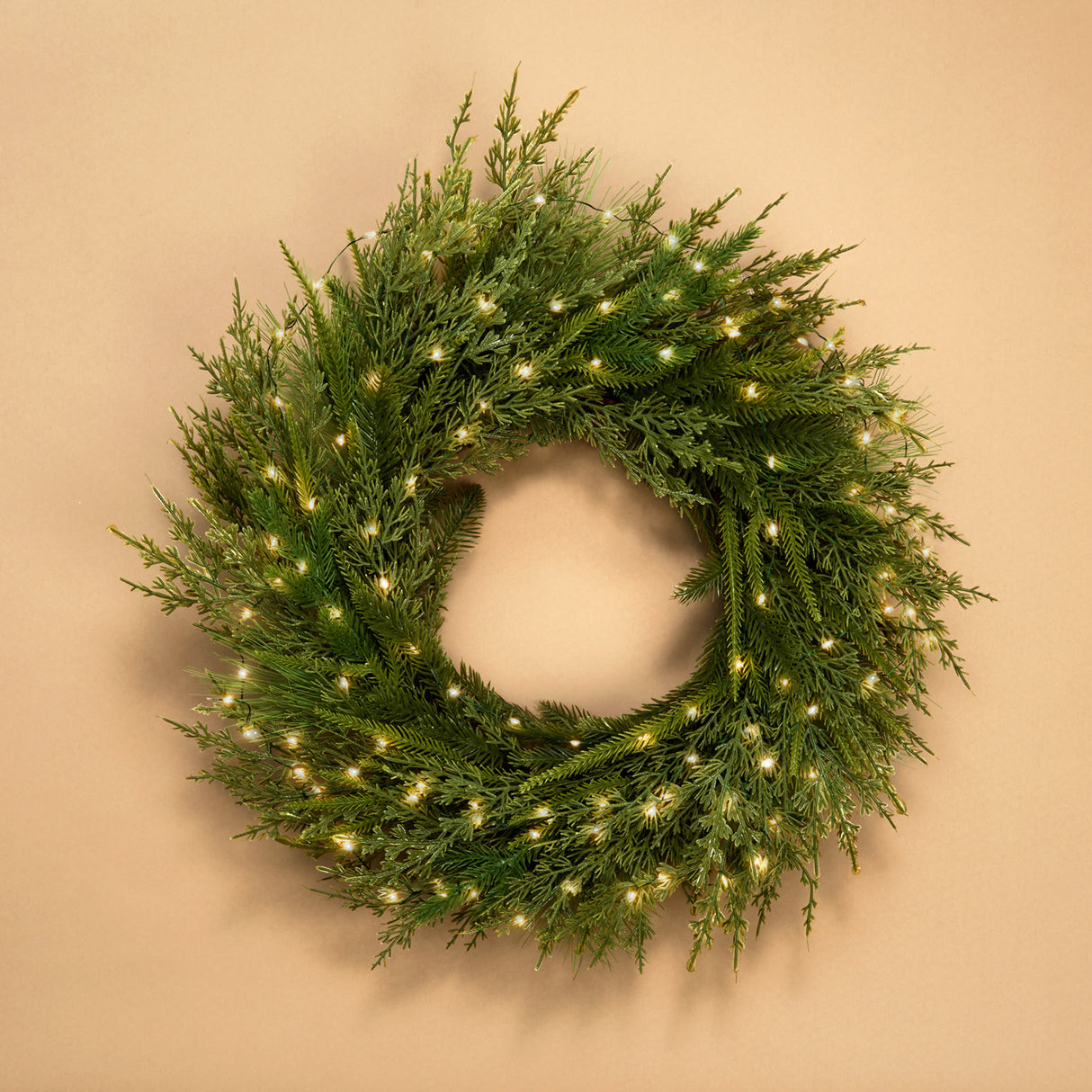 Lush Evergreen Wreath with 100 LEDs