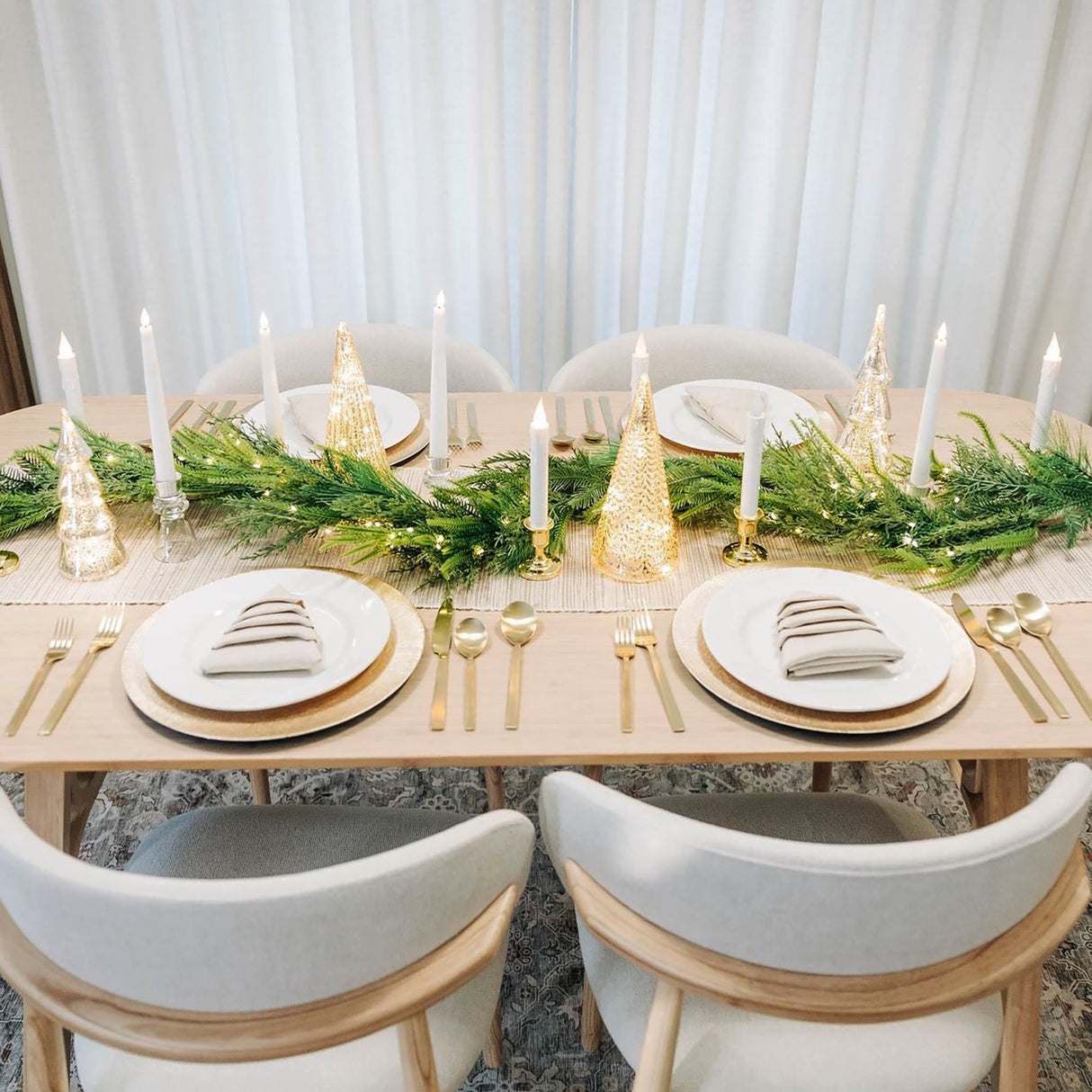 Ivy White Flameless Resin Window Candles with Removable Gold Bases, Set of 6