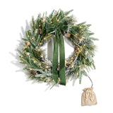 Cypress Winter Wreath with 100 LEDs and Velvet Bow