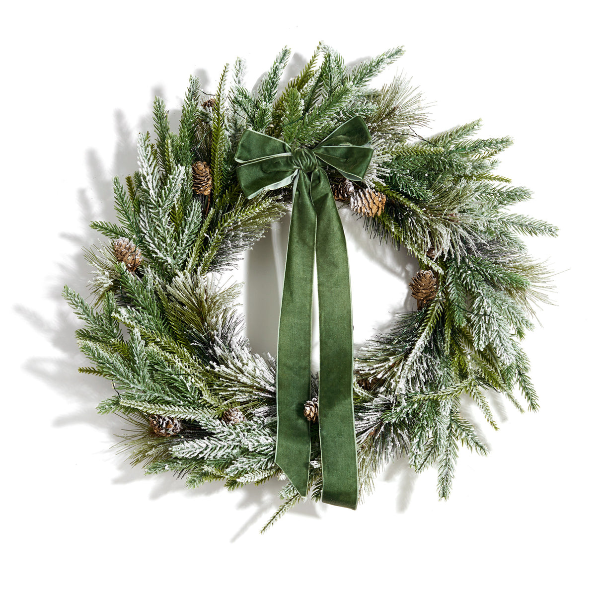 Cypress Winter Wreath with 100 LEDs and Velvet Bow