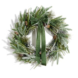 Cypress Winter Wreath with 100 LEDs and Velvet Bow