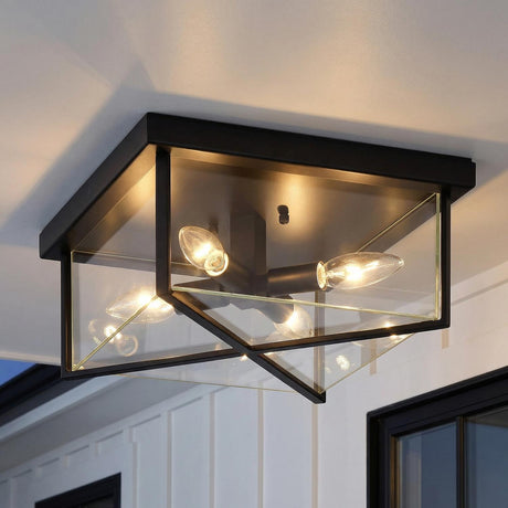 Miles Indoor/Outdoor Flush Mount 12", Matte Black