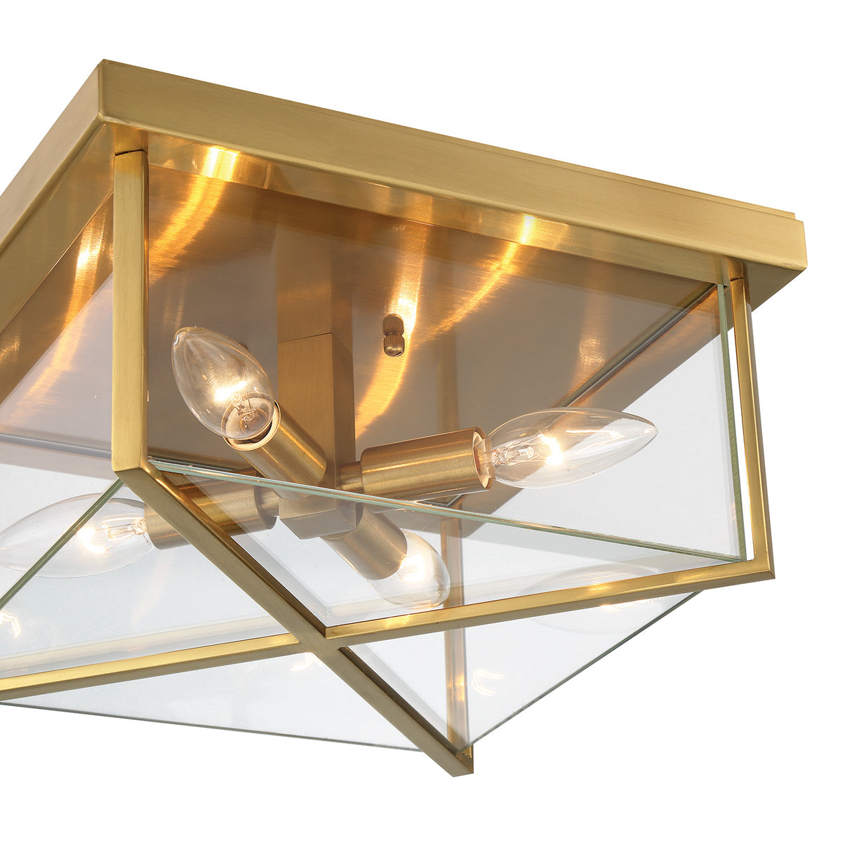 Miles Indoor/Outdoor Flush Mount, Satin Brass