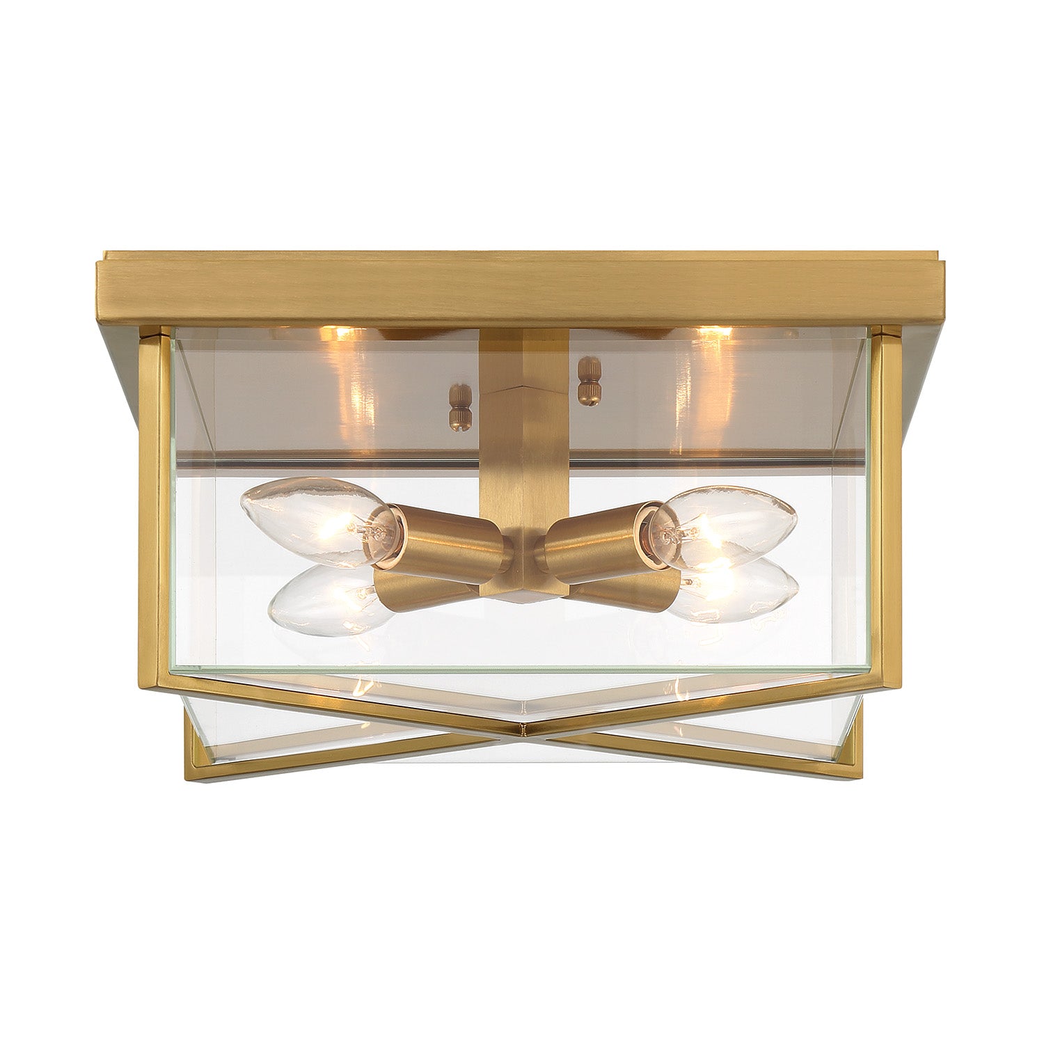 Miles Indoor/Outdoor Flush Mount, Satin Brass