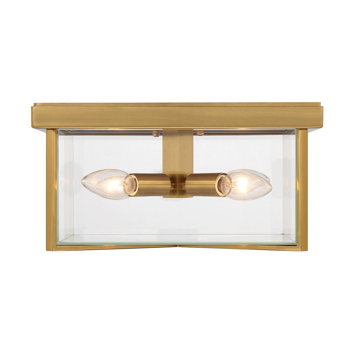 Miles Indoor/Outdoor Flush Mount, Satin Brass