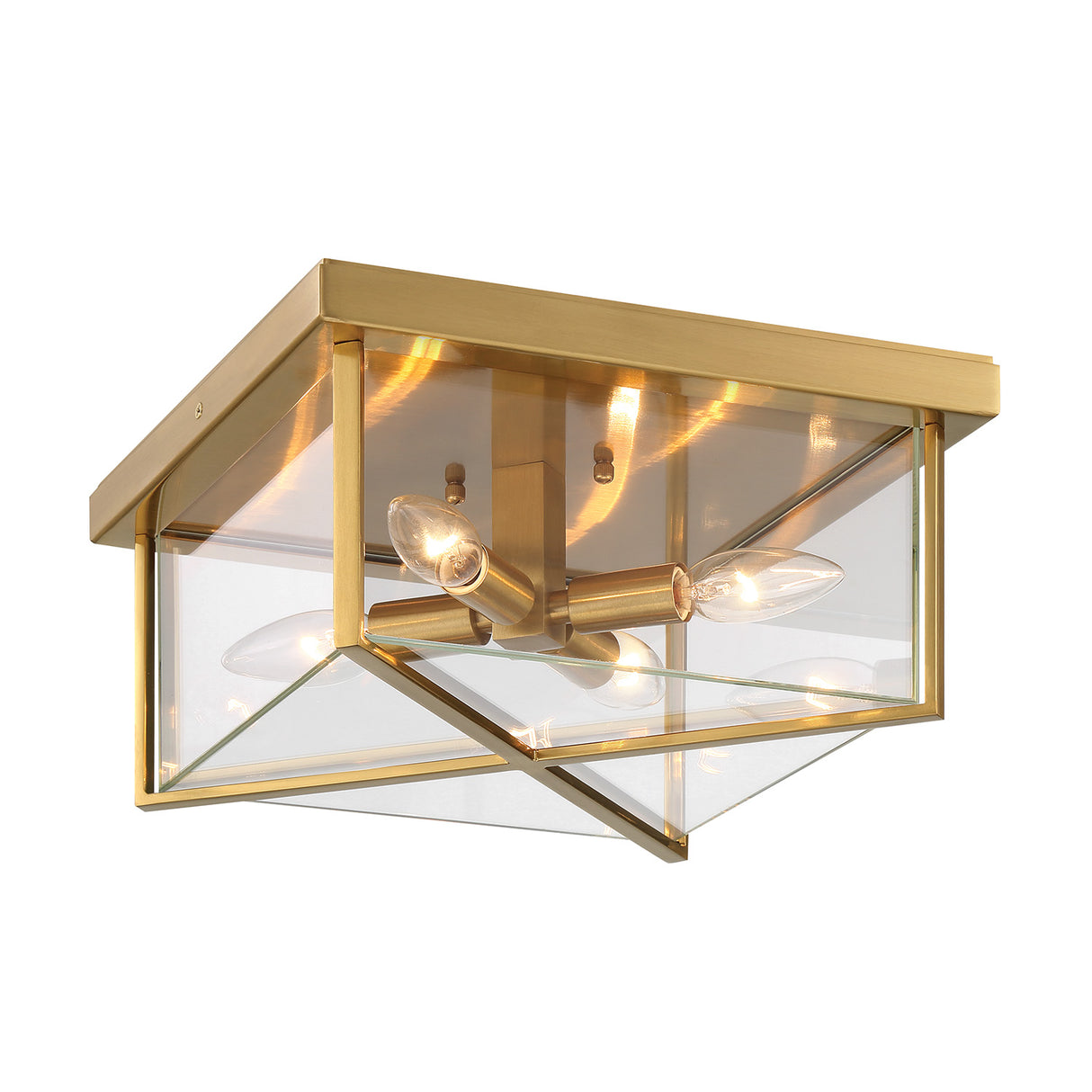 Miles Indoor/Outdoor Flush Mount, Satin Brass