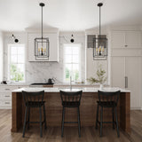 Noa 4 Light Pendant, Matte Black with Aged Brass