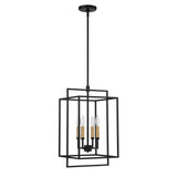 Noa 4 Light Pendant, Matte Black with Aged Brass