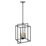 Noa 4 Light Pendant, Matte Black with Aged Brass