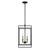 Noa 4 Light Pendant, Large, Matte Black with Aged Brass