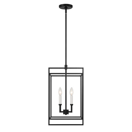 Open Box Noa 4 Light Pendant, Matte Black with White