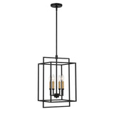 Noa 4 Light Pendant, Matte Black with Aged Brass