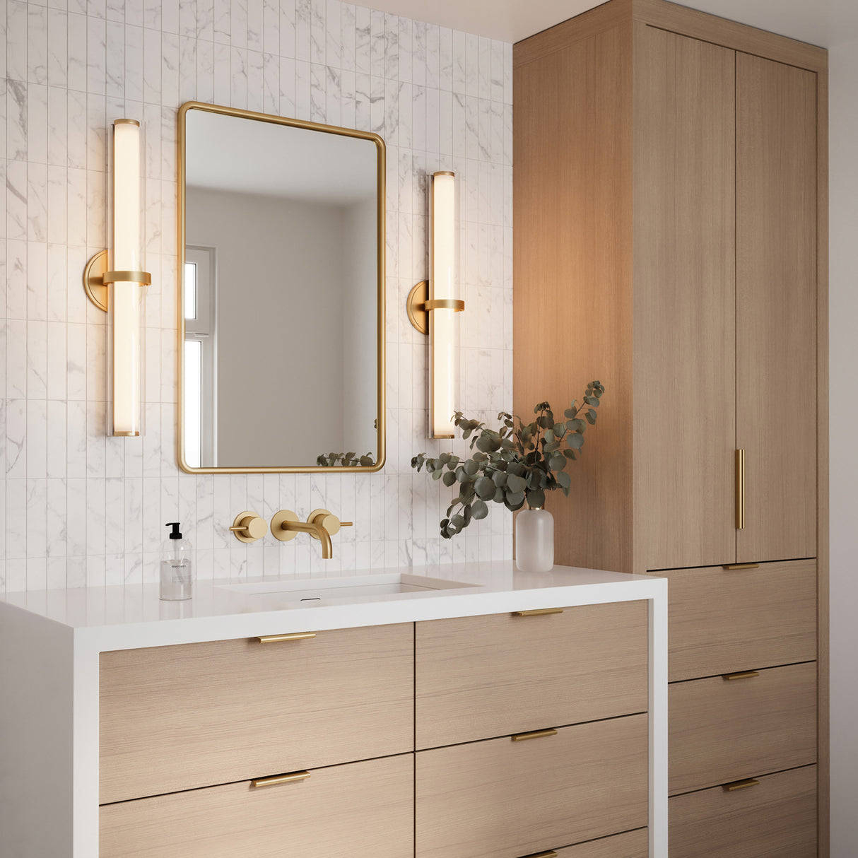 Ellie LED Vanity Light, Aged Brass