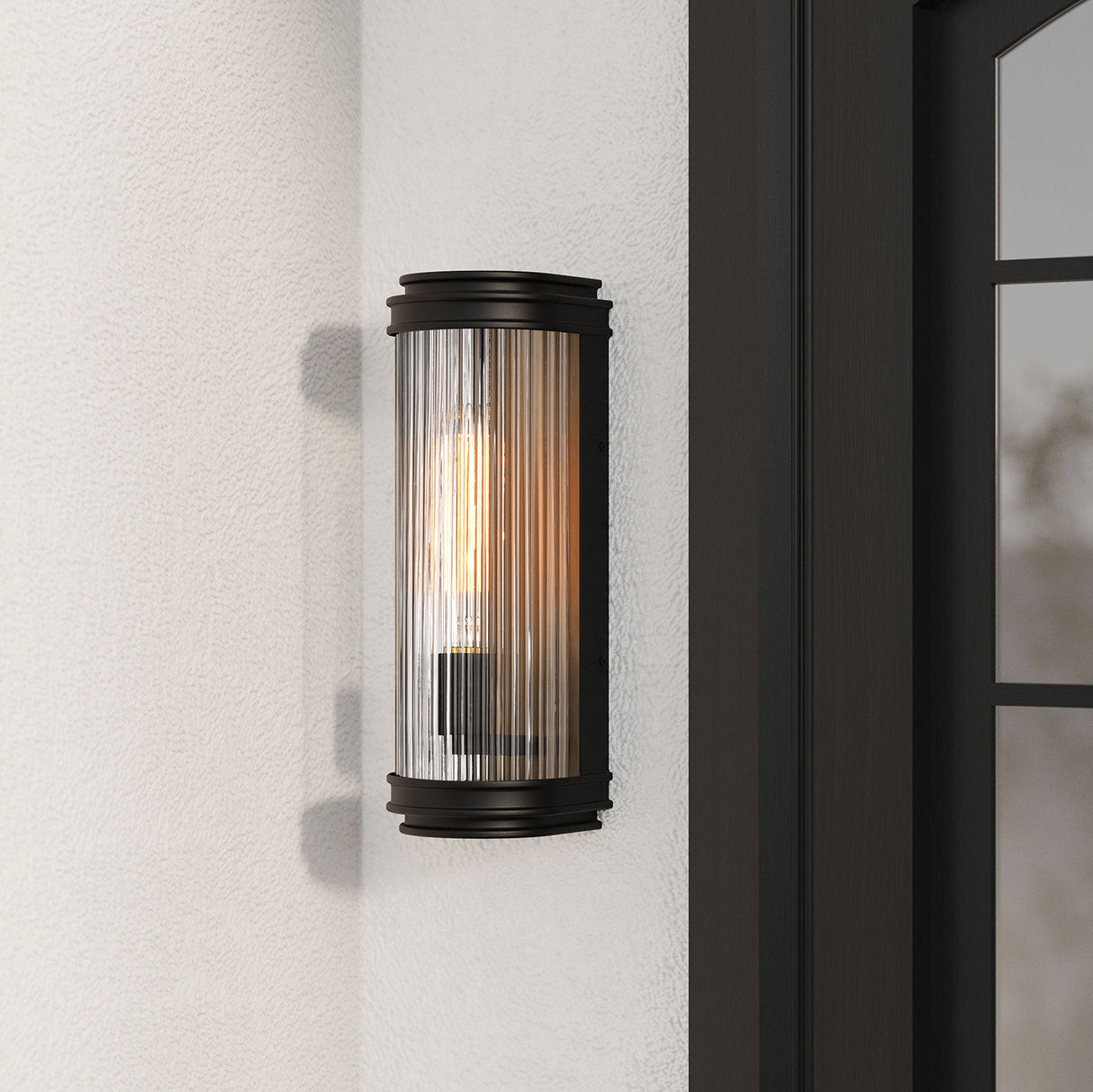 Bristol Outdoor Wall Light, Matte Black with Brass Accents