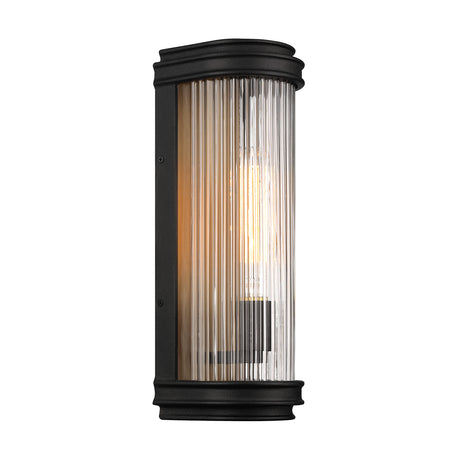 Bristol Outdoor Wall Light, Matte Black with Brass Accents