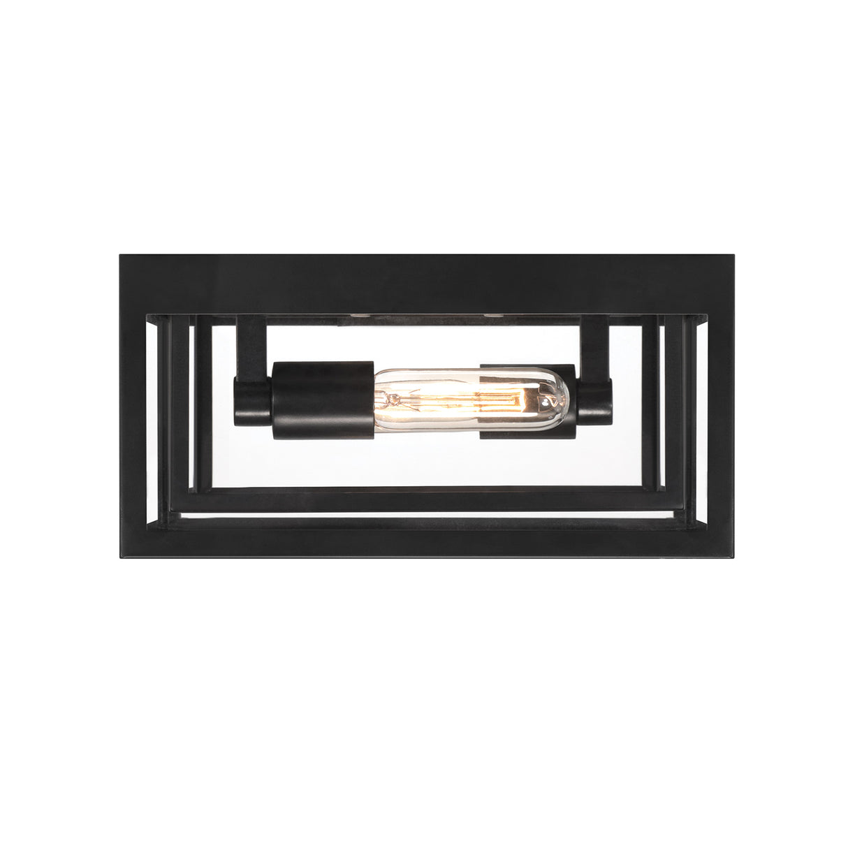 Jaxon Indoor/Outdoor Flush Mount, Matte Black with Brass Accents