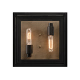 Jaxon Indoor/Outdoor Flush Mount, Matte Black with Brass Accents