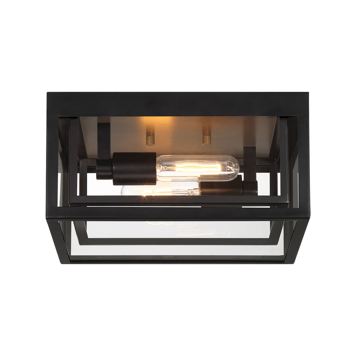 Jaxon Indoor/Outdoor Flush Mount, Matte Black with Brass Accents