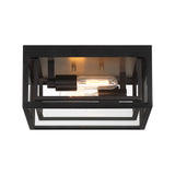 Jaxon Indoor/Outdoor Flush Mount, Matte Black with Brass Accents