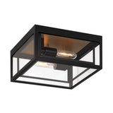 Jaxon Indoor/Outdoor Flush Mount, Matte Black with Brass Accents