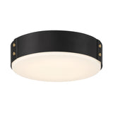 Oscar LED Flush Mount, Matte Black with Brass Accents