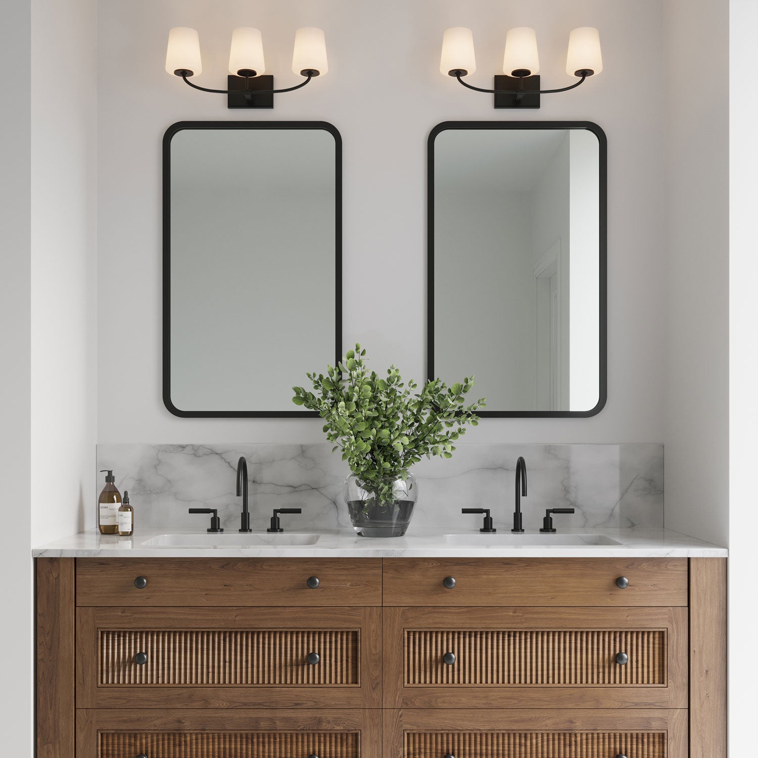 Blake 3 Light Vanity, in an upscale transitional Bathroom