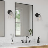 Carlisle Vanity Wall Sconce, Matte Black and Chrome