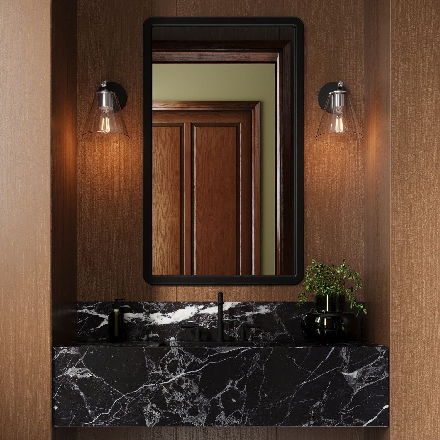 Carlisle Vanity Wall Sconce, Matte Black and Chrome