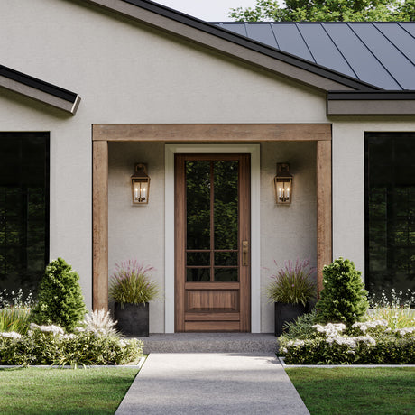 Open Box Cole Outdoor Wall Light, Medium 17" Burnished Brass