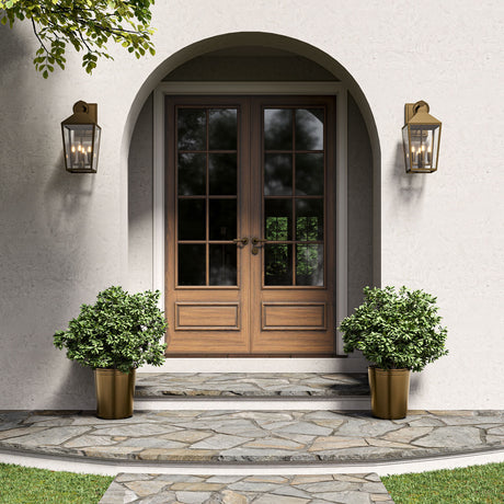 Open Box Cole Outdoor Wall Light, Large, Burnished Brass