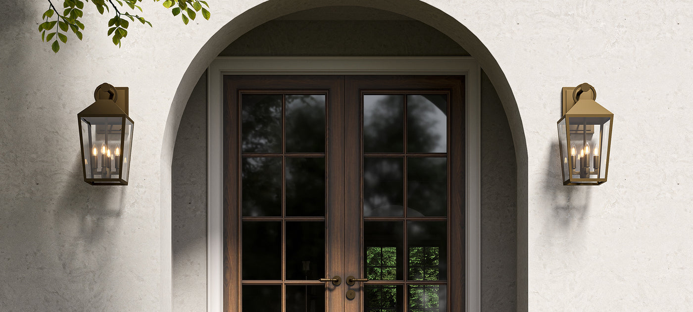 Cole Large 21.5-inch Outdoor Wall Lights in Burnished Brass