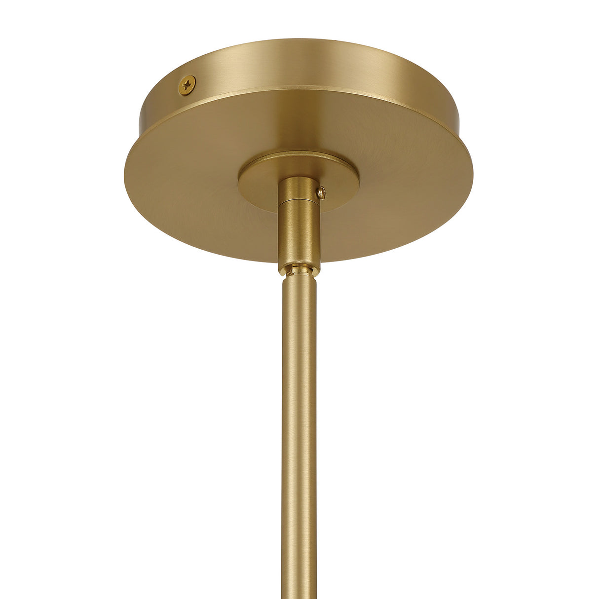 Taylor 6 Light 30" Round Chandelier, Aged Brass with White Fabric Shades, close-up detail of canopy with sloped adapter