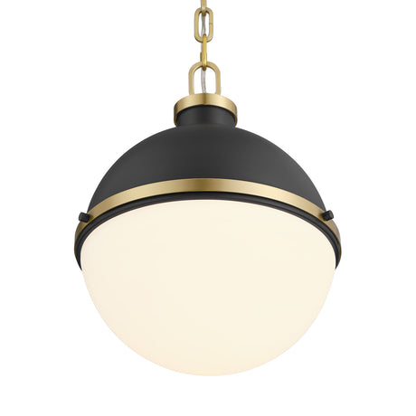 Paxton 12" Pendant, Matte Black and Aged Brass