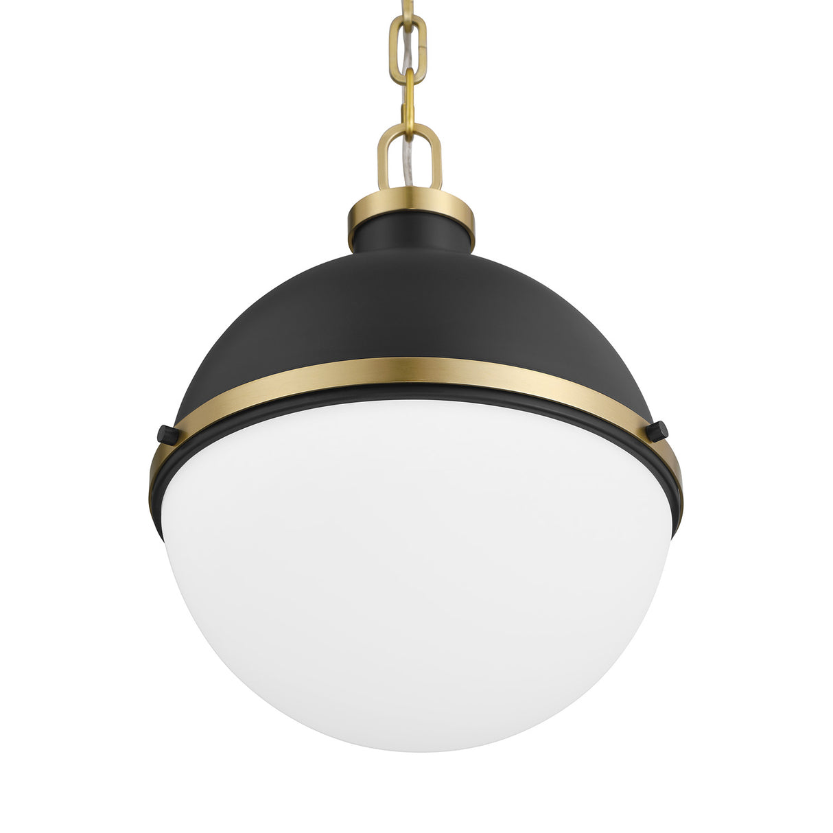 Paxton 12" Pendant, Matte Black and Aged Brass