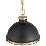 Paxton 12" Pendant, Matte Black and Aged Brass