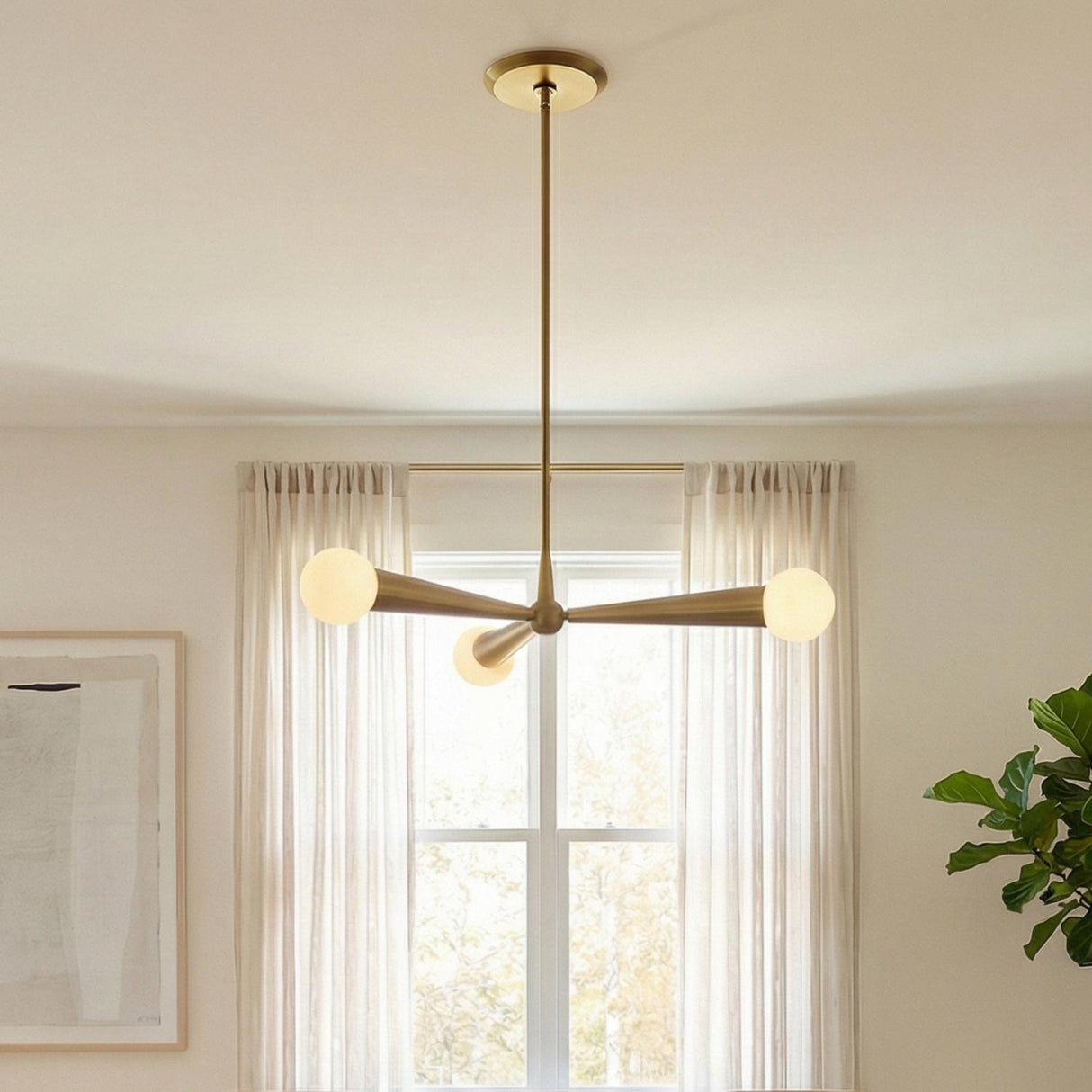 Nova 3 Light Pendant 30", Aged Brass