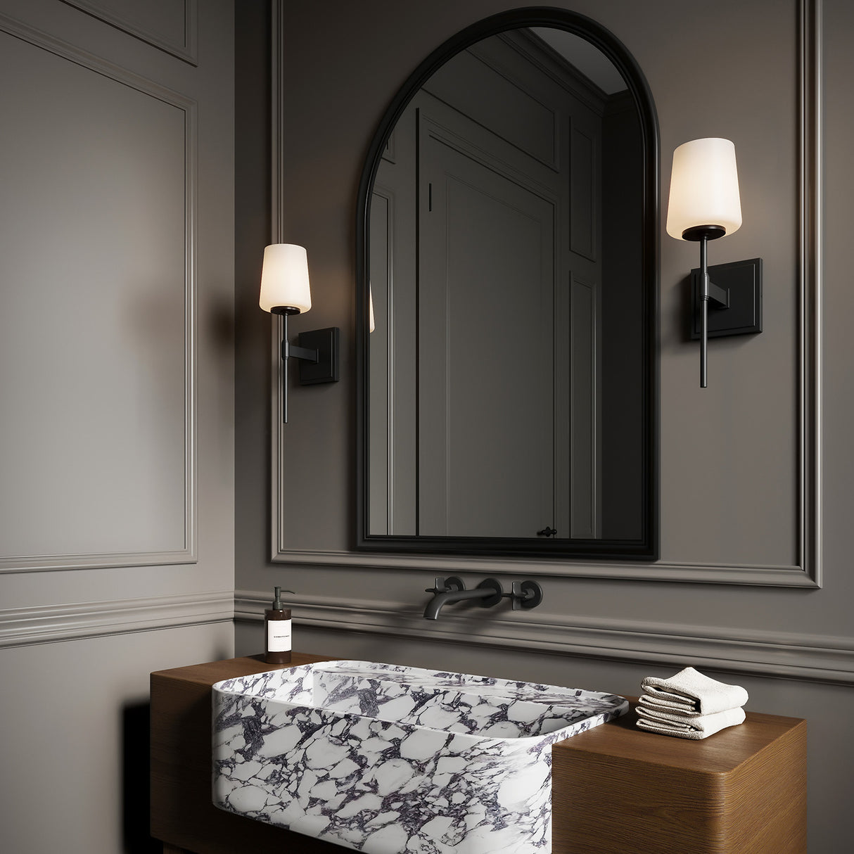 Blake Wall Sconce, in an upscale Powder Room