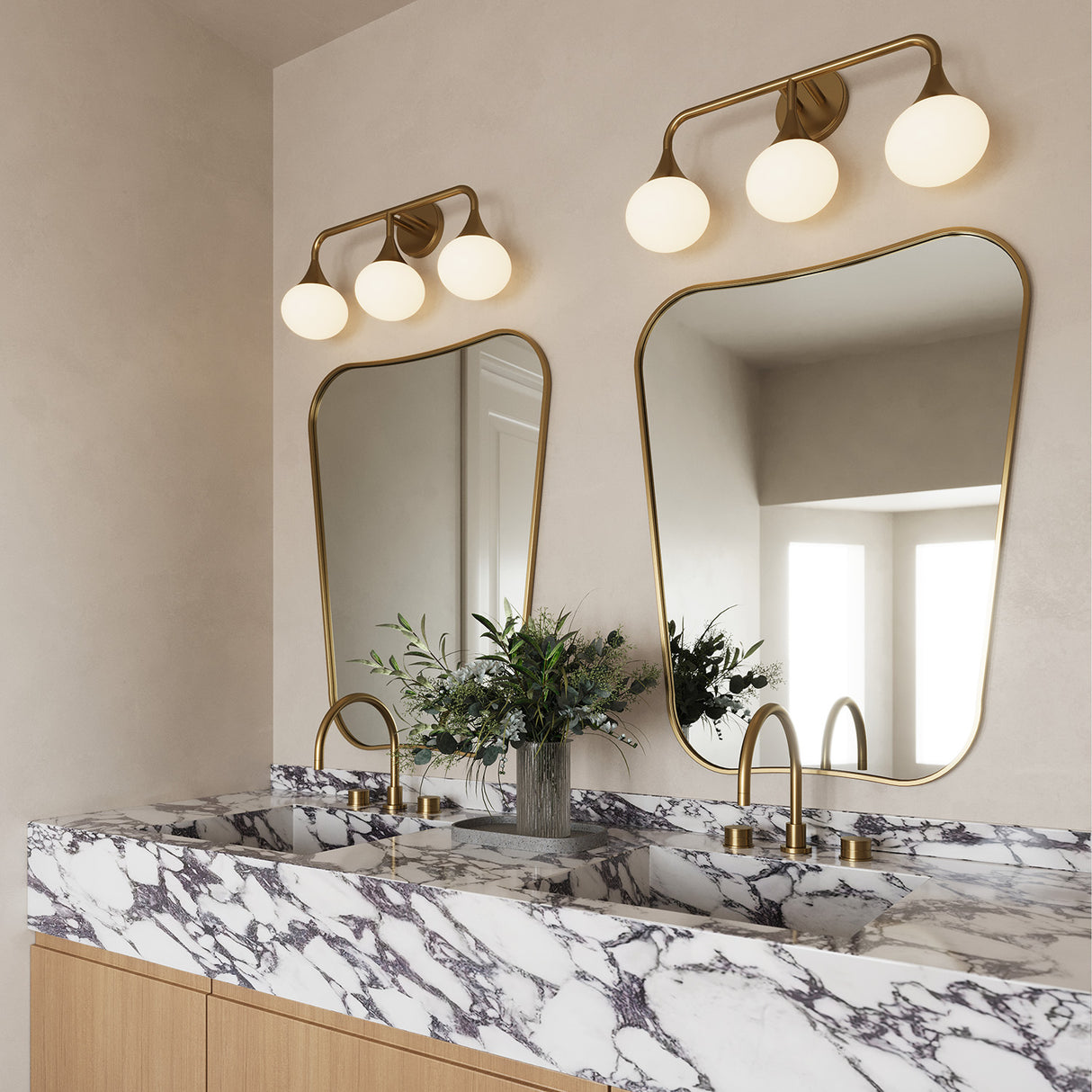 Talia 3 Light LED Vanity, Aged Brass