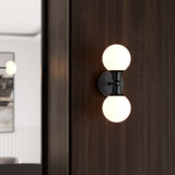 Theo 2 Globe Wall Sconce, Matte Black