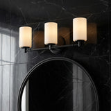 Becca 3 Light Vanity, Matte Black for Modern home with Black Marble