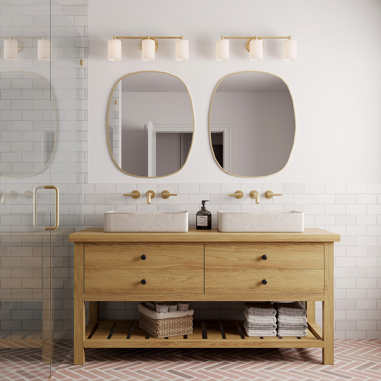 Becca 3 Light Vanity, Aged Brass