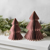 Pleated Paper Christmas Trees, Small Set of 2, Dusty Rose