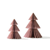 Pleated Paper Christmas Trees, Small Set of 2, Dusty Rose