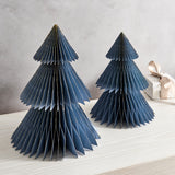 Pleated Paper Christmas Trees, Large Set of 2, Dusty Blue