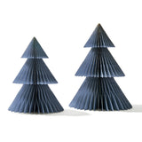 Pleated Paper Christmas Trees, Large Set of 2, Dusty Blue