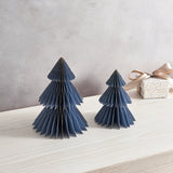 Pleated Paper Christmas Trees, Small Set of 2, Dusty Blue